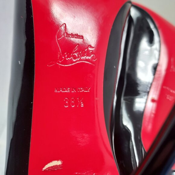 Christian Louboutin Black Hot Chick Scallop Patent Leather Pump Shoe - Picture 10 of 11